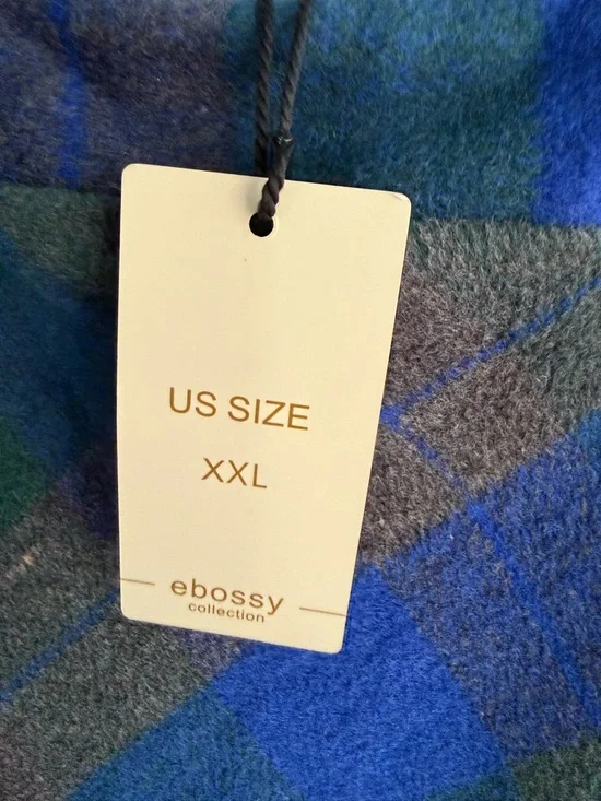 NWT EBOSSY Plaid Midi Skirt Blue Green Wool Blend SIZE XXL Flare Pockets - Picture 2 of 12